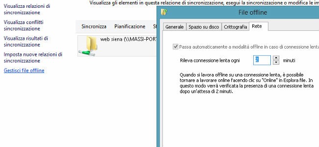 Rileva connessione lenta file offline Windows 8